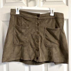 Altar’d State faux-suede button mini skirt with pockets | M
